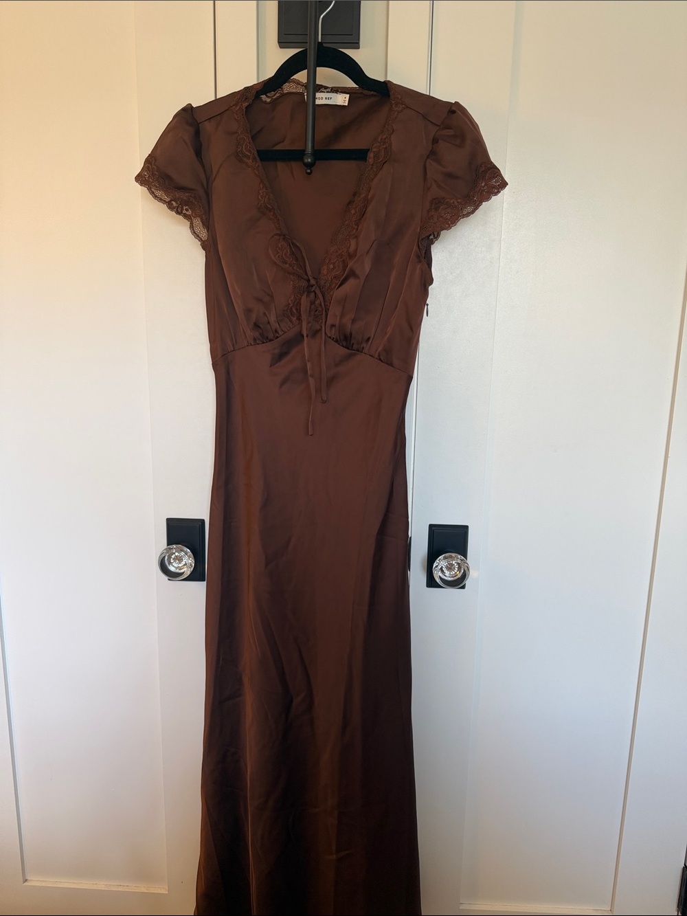 Mod Ref Brown Lace-Trim Maxi Dress